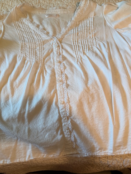 LC Lauren Conrad Tops - LC Lauren Conrad White Cotton Button Front Blouse